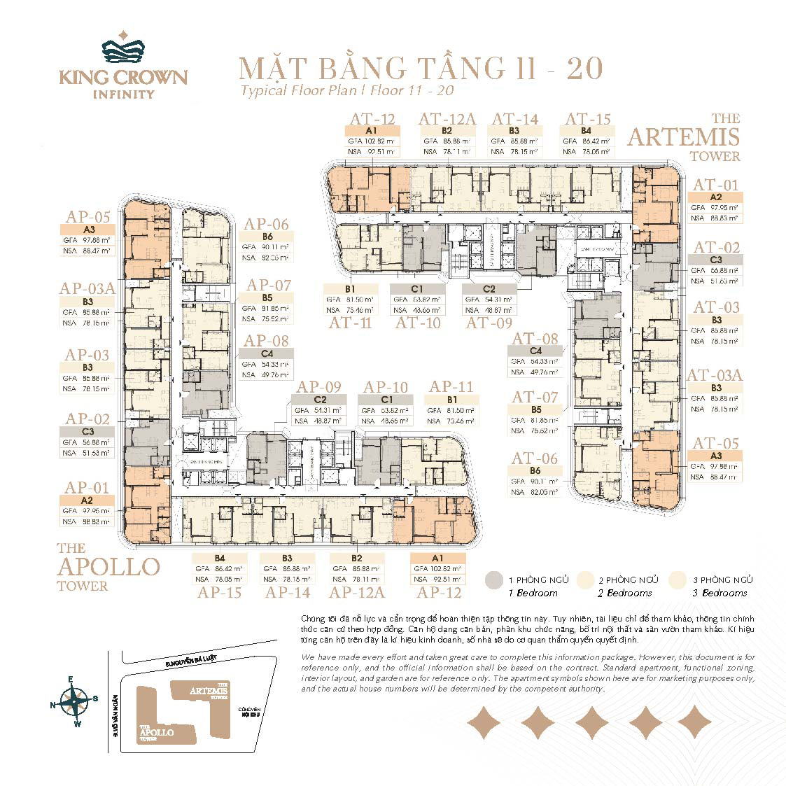 MẶT BẰNG TẦNG 11 - 20 - King Crown Infinity
